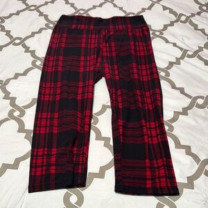 Red and Black Plaid Leggings (Size S)